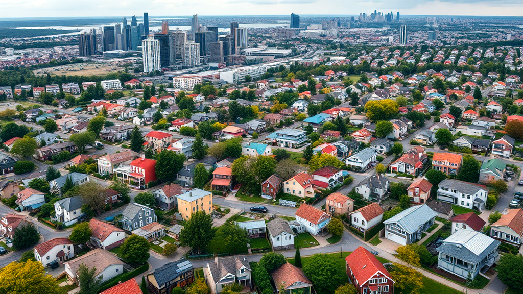 suburban neighborhood aerial drone shot